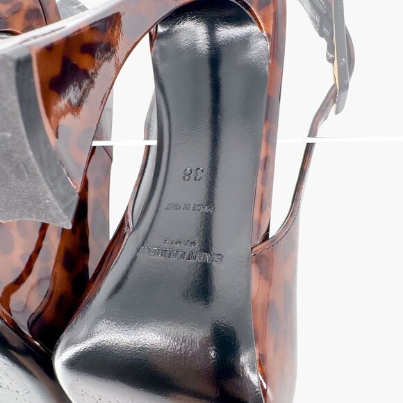 Saint Laurent Dune 110 Brown Patent Pumps Slingback High Heels Size 38 US 8 - Picture 12 of 15